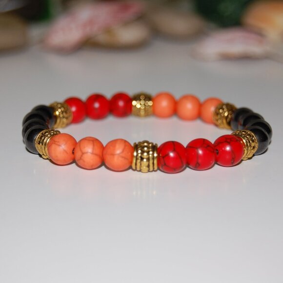 Gemstone Bracelet,Multicolor Stone Beads,Magnetic Beads - Picture 2 of 3